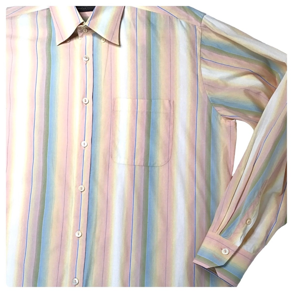 Bugatchi Uomo Striped Pink Multi Color Size Xl Sh… - image 3